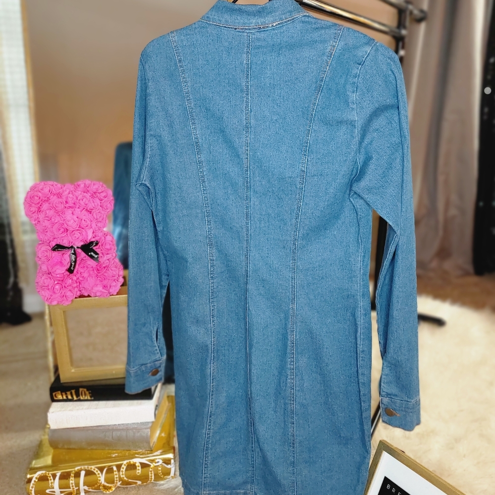 *NEW* Blashe long sleeve button down jean dress - Picture 2 of 3